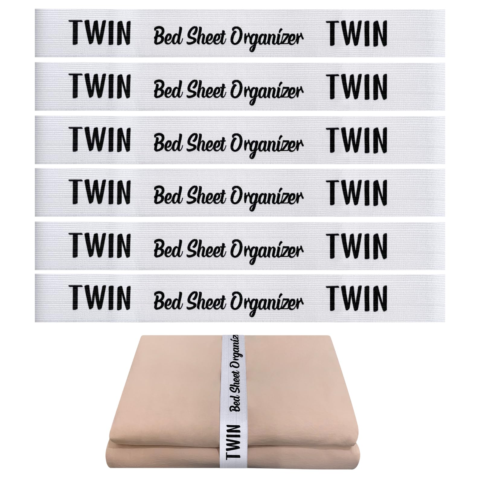 6 Pieces Sheet Keeper Closet Organization Bed Sheet Organizer Bands Sheet Organizer, Elastic Bed Sheet Storage Linen Labels Bedding Straps for Bed Sheets, Pillowcases, Duvet Covers (Twin)