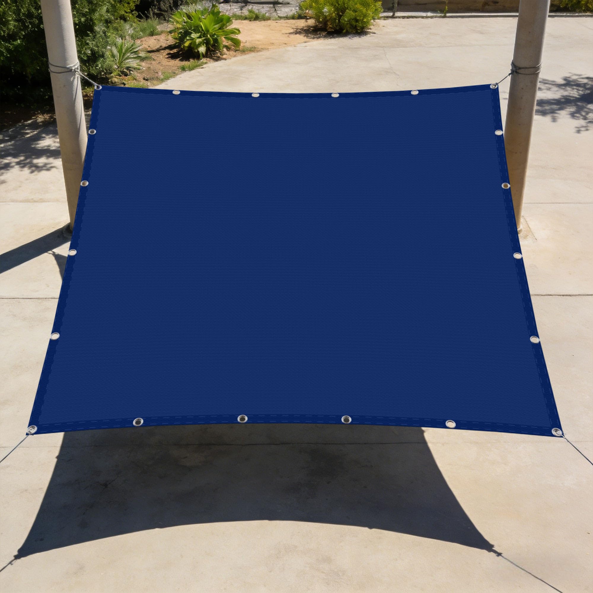 Voiles ombrages rectangulaire 4.5x6m sable et bleu pour jardin terrasse