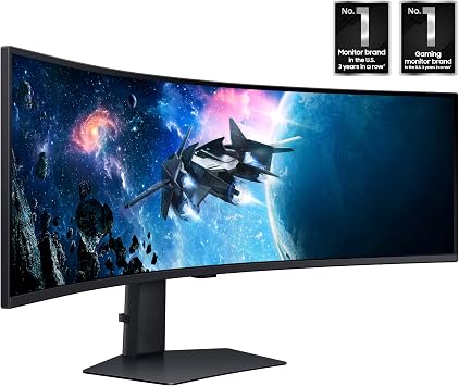 Samsung 49 Odyssey G9 Series DQHD 1000R Curved Gaming Monitor, 1ms(GtG), VESA DisplayHDR 1000, 240Hz, AMD FreeSync Premium Pro, Height Adjustable Stand, Ultrawide Screen, LS49CG954ENXZA, 2024