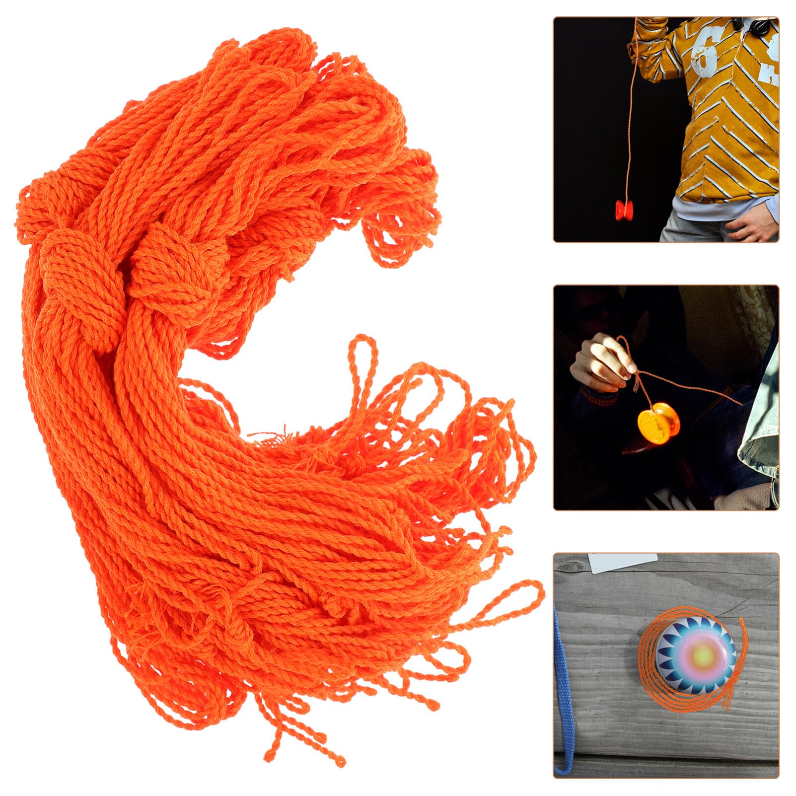 TOYANDONA Professional Yoyo String Replacement, 50pcs Nylon Yoyo Strings Yo-yo Responsive String Yoyo Ball Ropes, Orange