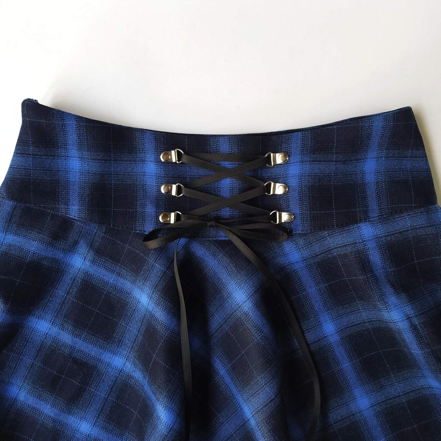 TONCHENGSD Women's Gothic Plaid Skirt High Waisted A-line Flare Mini Skirt - Image 2