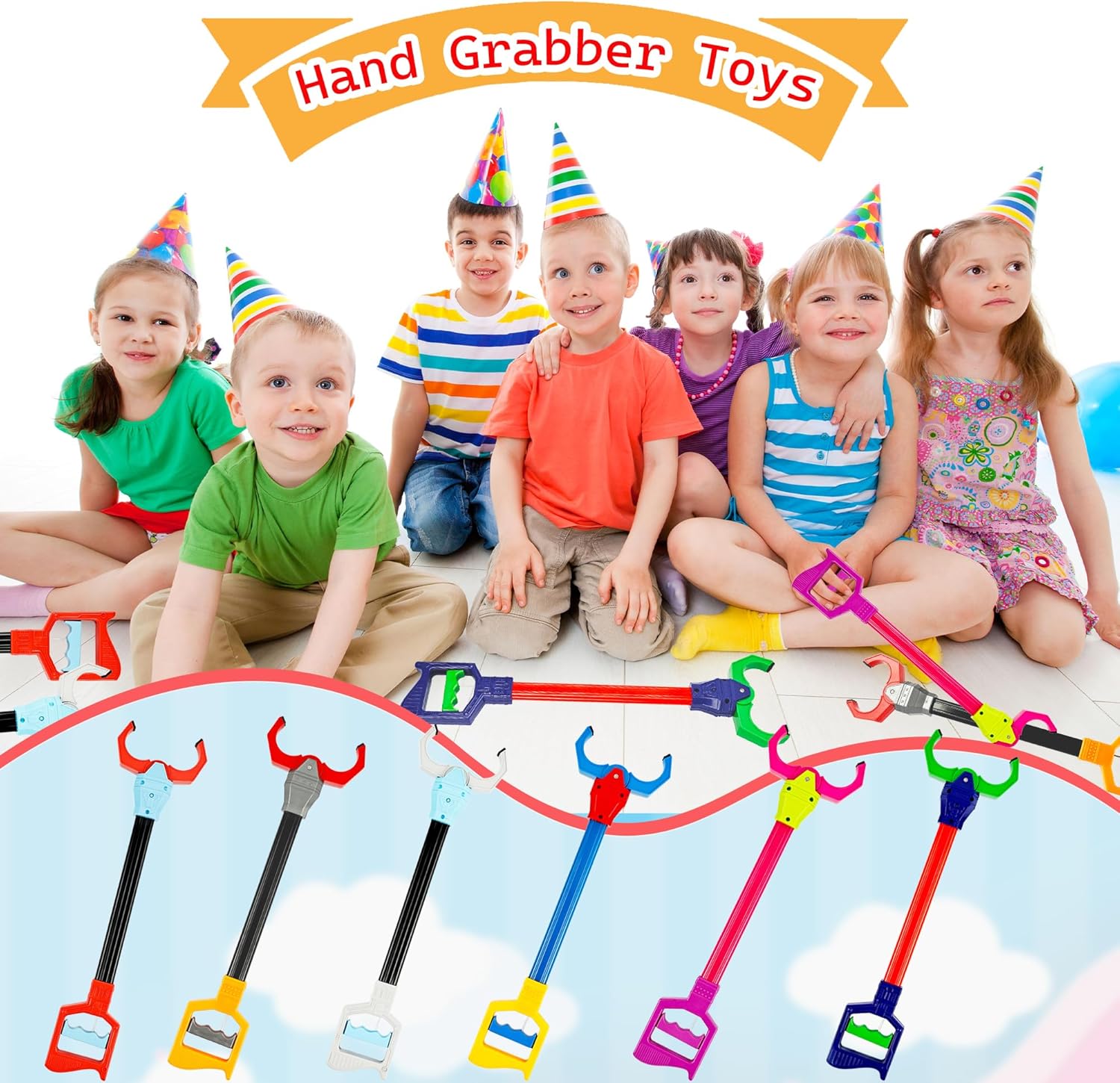 6 Pcs Interactive Grabber Toy Flexible Robot Hand and Robotic Claw Hand Claws for Kids Early Grasping Learning and Garbage Picker Toys