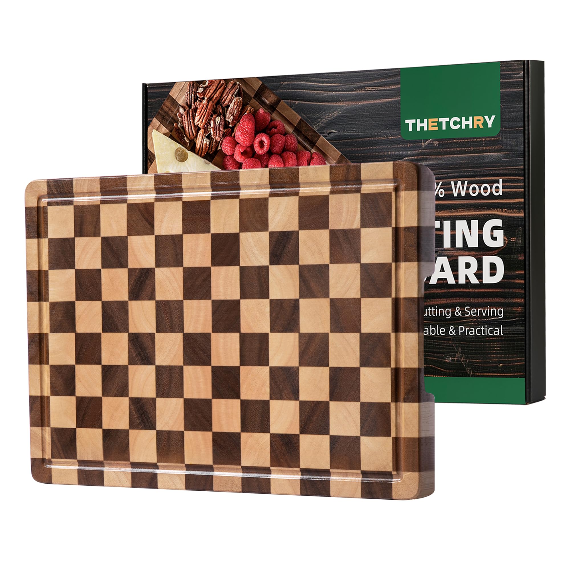 Amazon | THETCHRY キッチン用カッティングボード 市松模様の木製
