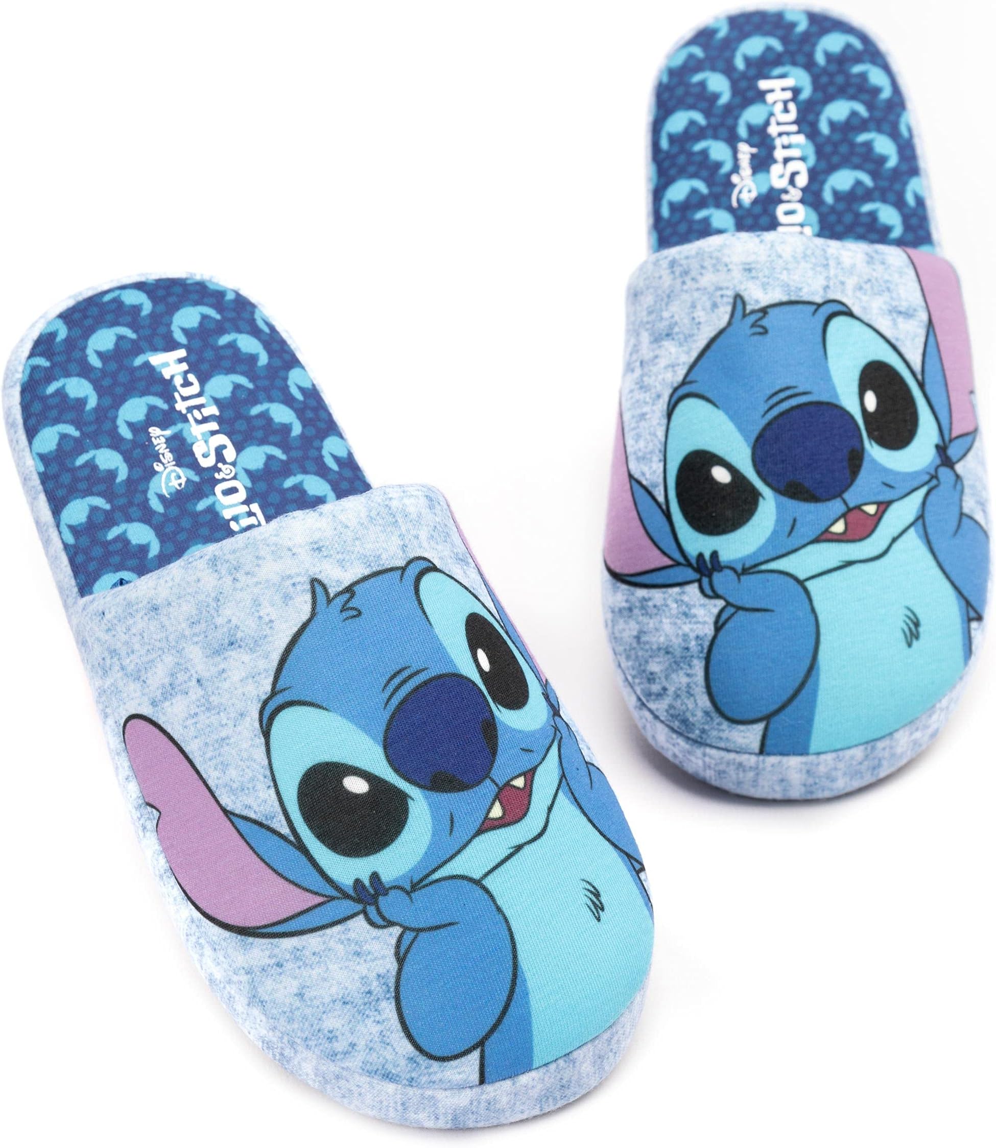 DisneyLilo And Stitch Slippers for Women | Ladies Slip On Blue Stitch Character Kidult Merchandise House Loafers Gift for Her