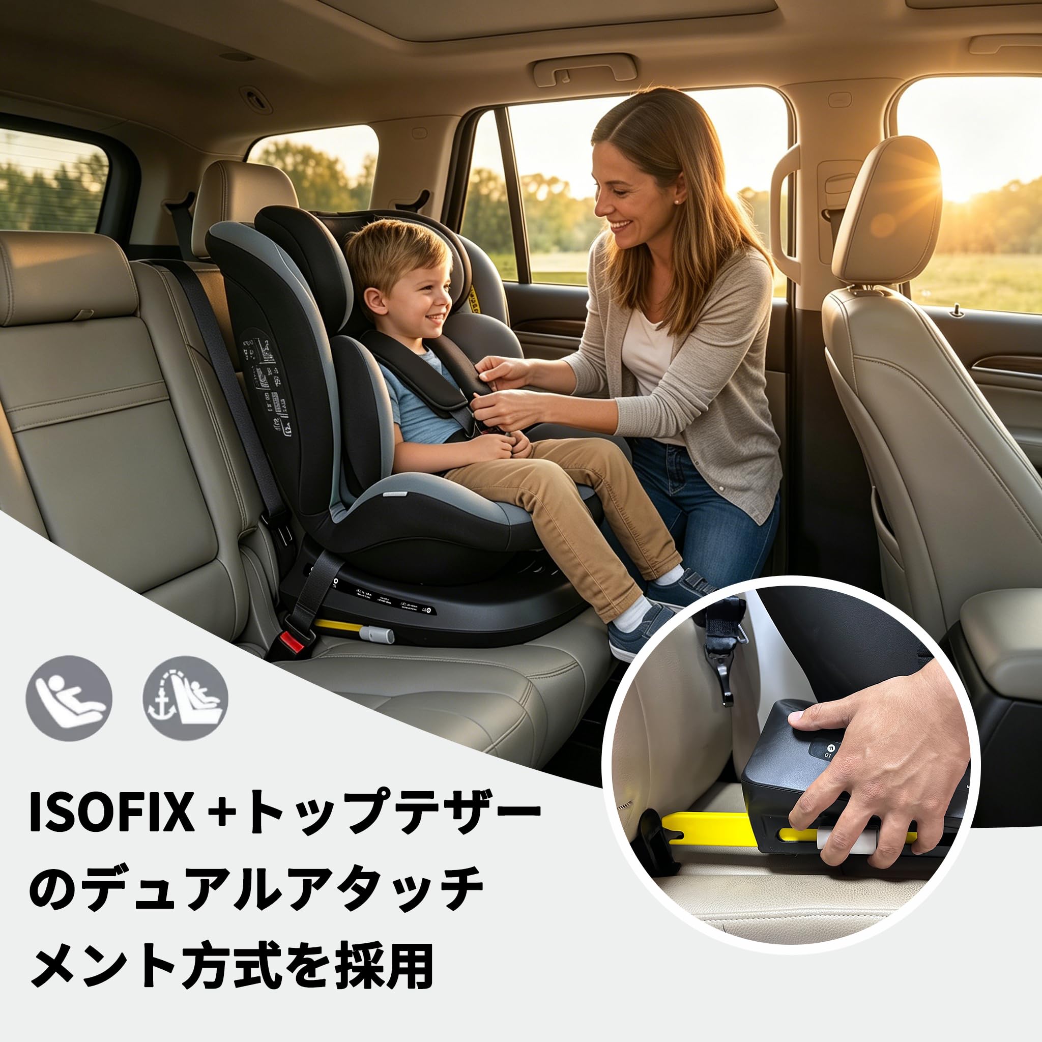 Amazon | Reecle チャイルドシート 360° 回転式 新生児~12歳頃 (0~36kg