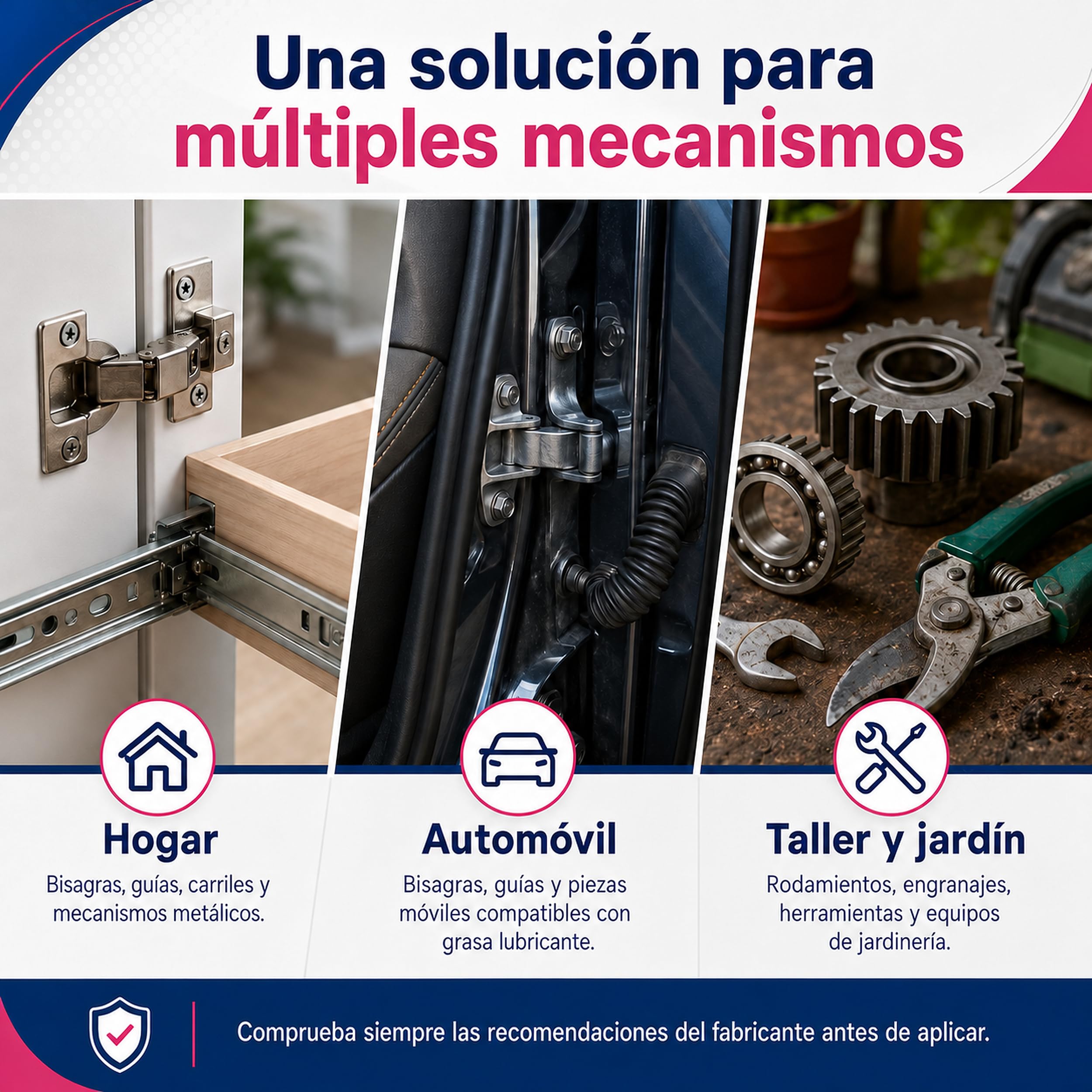 Grasa Blanca de Litio en Spray 400 ml, Lubricante Multiusos con Cánula de Precisión, Alta Adherencia y Protección Anticorrosión para Bisagras, Rodamientos, Engranajes y Guías, Pack de 6 Unidades