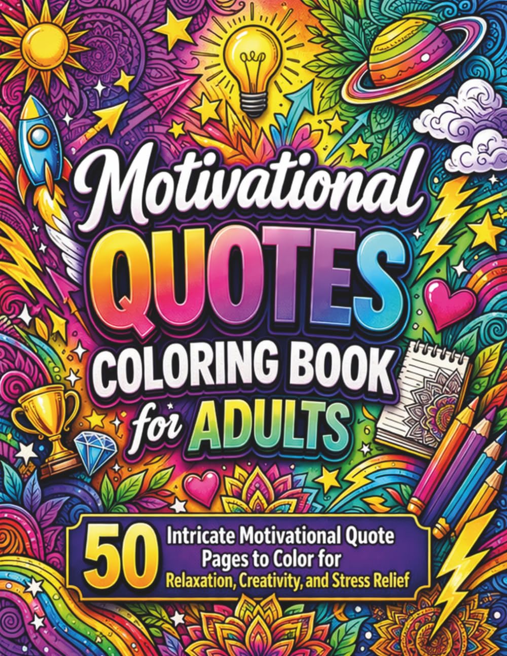 Motivational Quotes Coloring Book for Adults: 50 Intricate Motivational Quote Pages to Color for Relaxation, Creativity, and Stress Relief