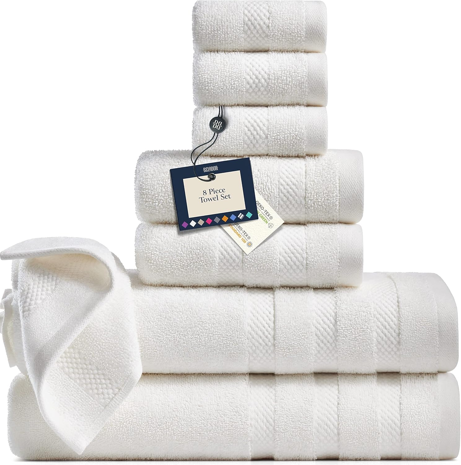 Amazon.com: 8-Piece Luxury Bath Towels Set - 100% Combed Cotton Bath ...