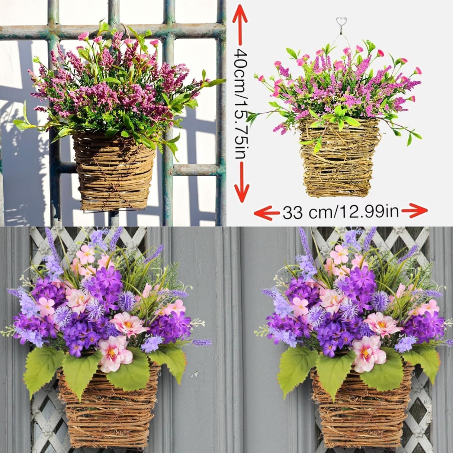 Amazon.com: Cream Hydrangea Basket Wreath - Spring Front Door