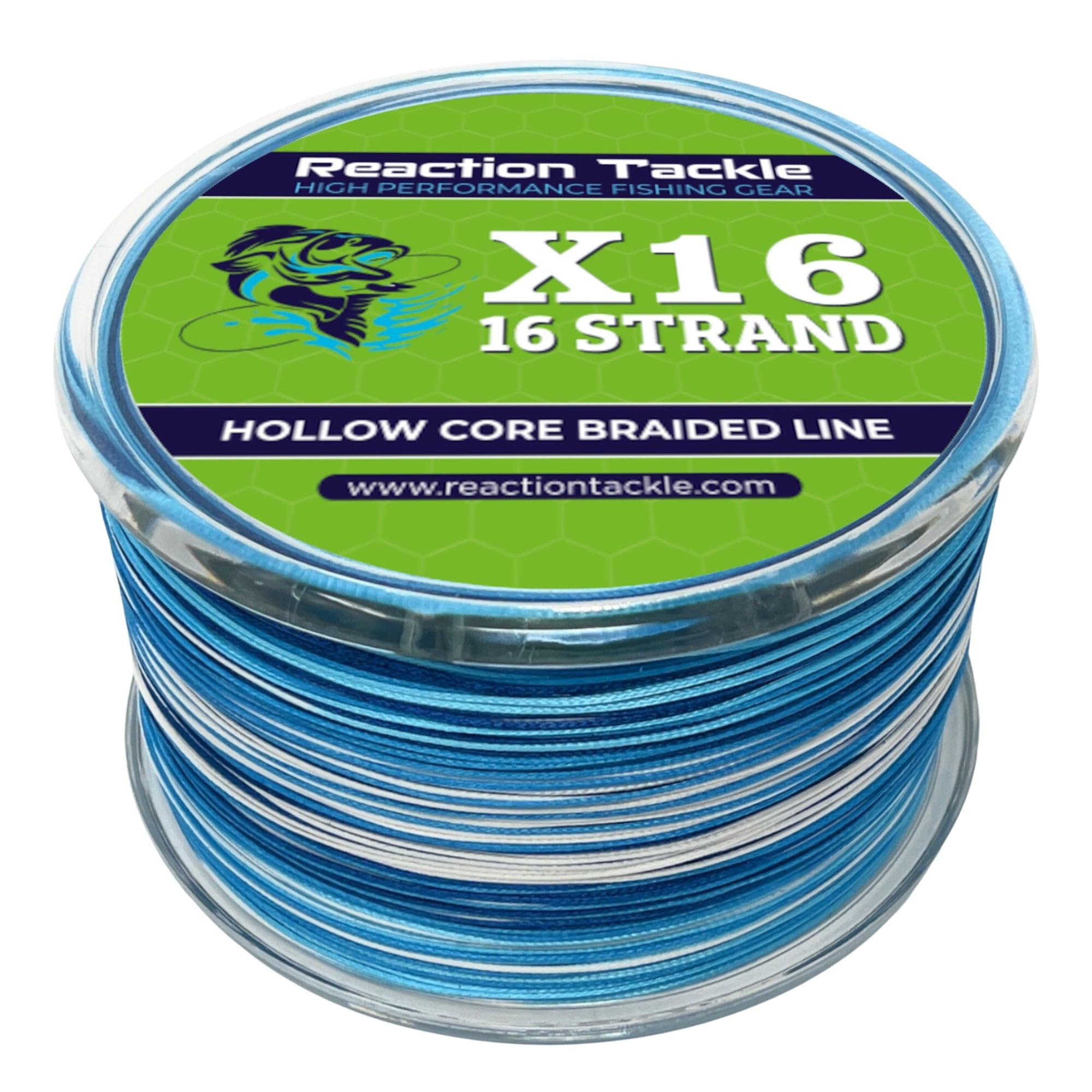 Reaction Tackle Hollow Core Braided Fishing Line - 16 Strand Splice Ready Braid for Knotless Leader Connections, Freshwater and Saltwater Trolling and Offshore