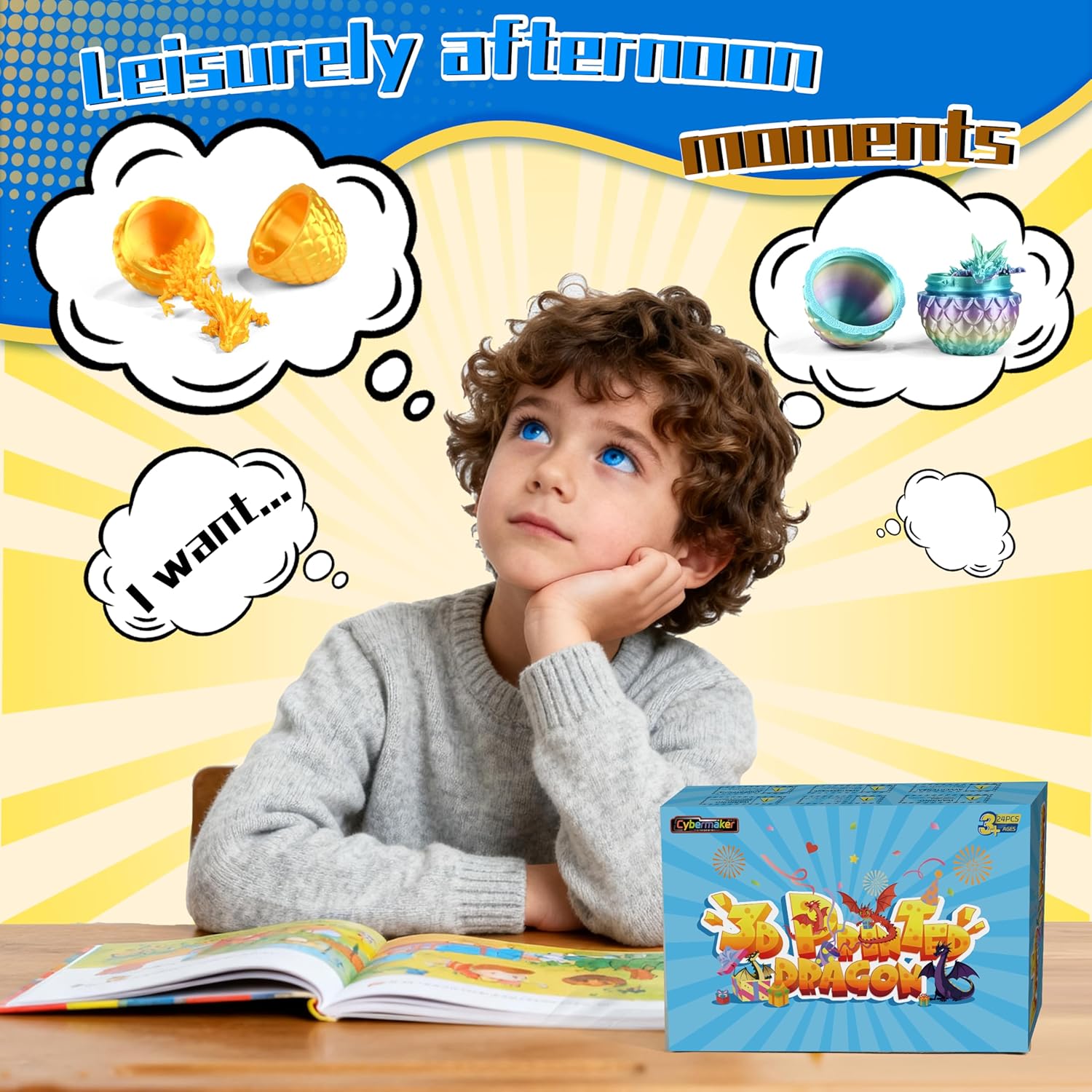 24PCS 3D Printed Dragon Toys Eggs with Dragon Inside, Basket Stuffers for Boys & Girls, Easter Theme Party Favors, Easter Egg Hunt, Classroom Prize Supplies Gifts