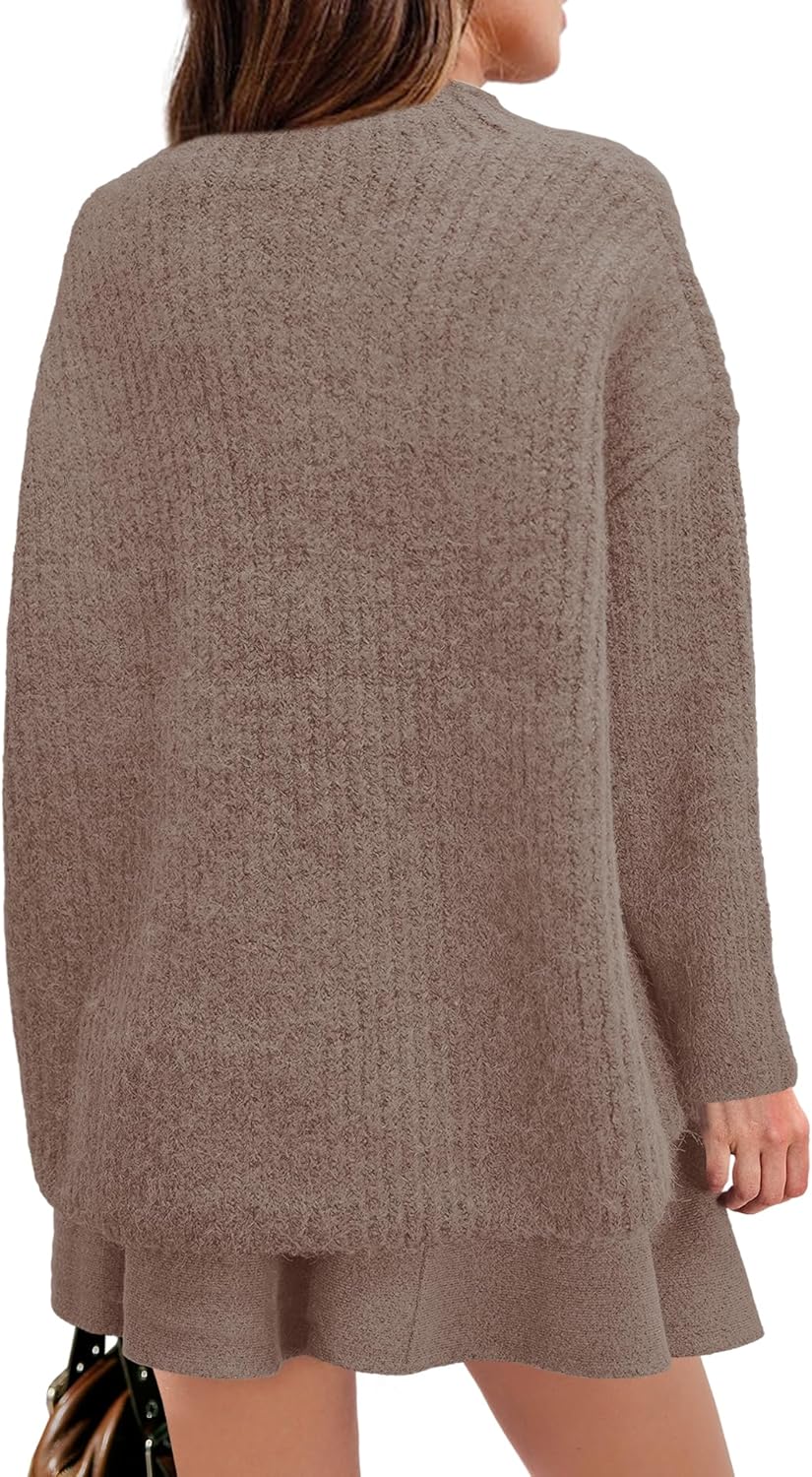 SENSERISE Womens Sweater Skirt Set 2 Piece Outfits Matching Lounge Sets Turtleneck Knit Tops Mini Dress - Image 3