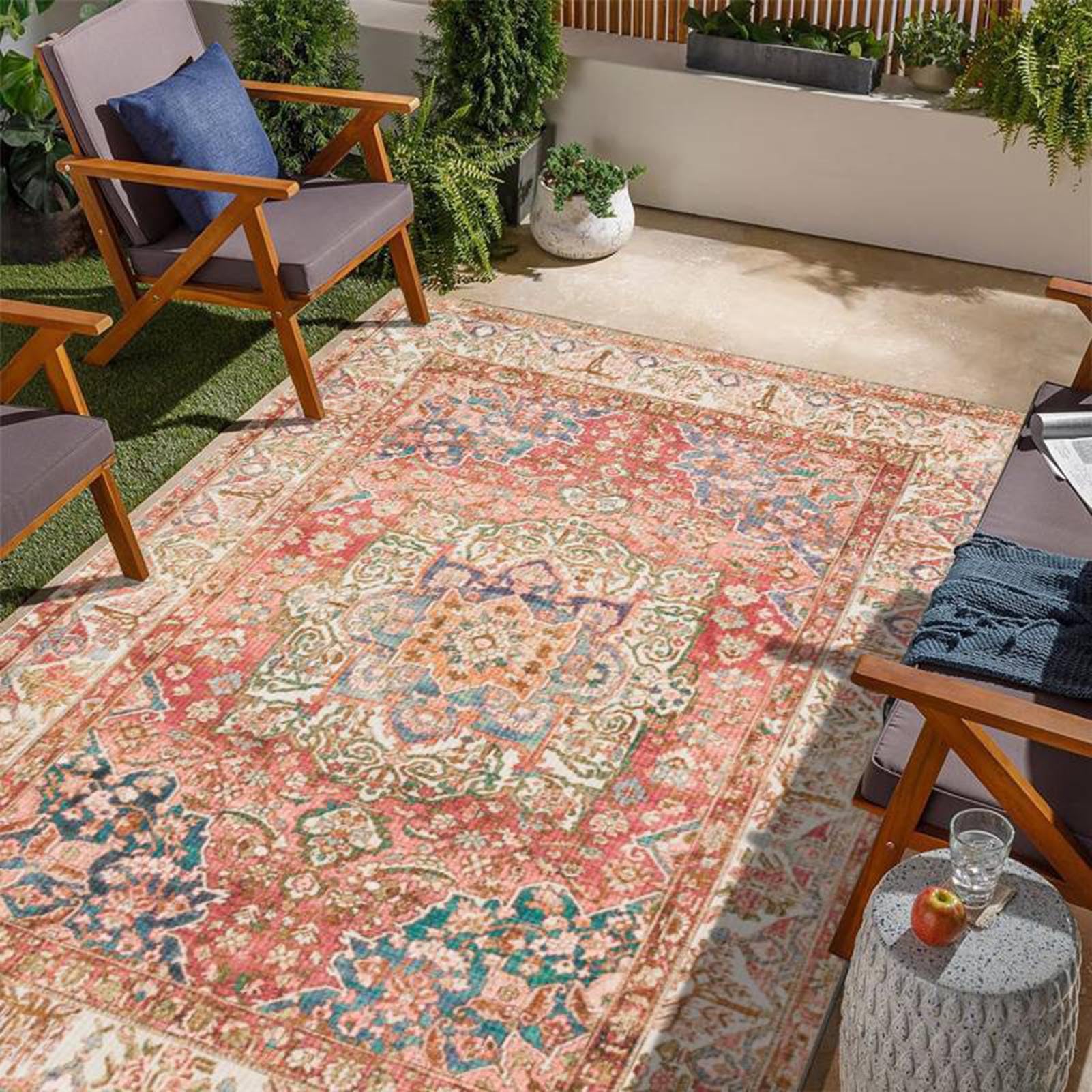 HGTRH Outdoor Rugs For Garden, Outdoor Carpets For Patio, Recycled Durable Outside Rug Washable For Backyard, Porch, Balcony, Deck A 160 * 230cm