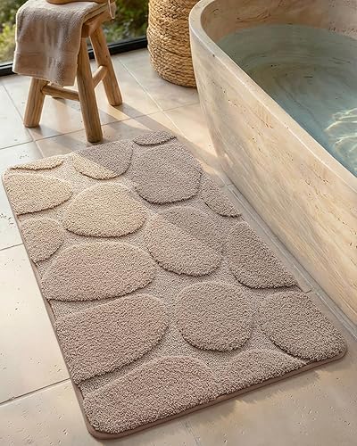 Miniatura 19 de Color&Geometry Tapete de baño beige de 24 x 36 pulgadas, ultra absorbente, antideslizante, tapete de ducha de felpilla suave para bañera y ducha,