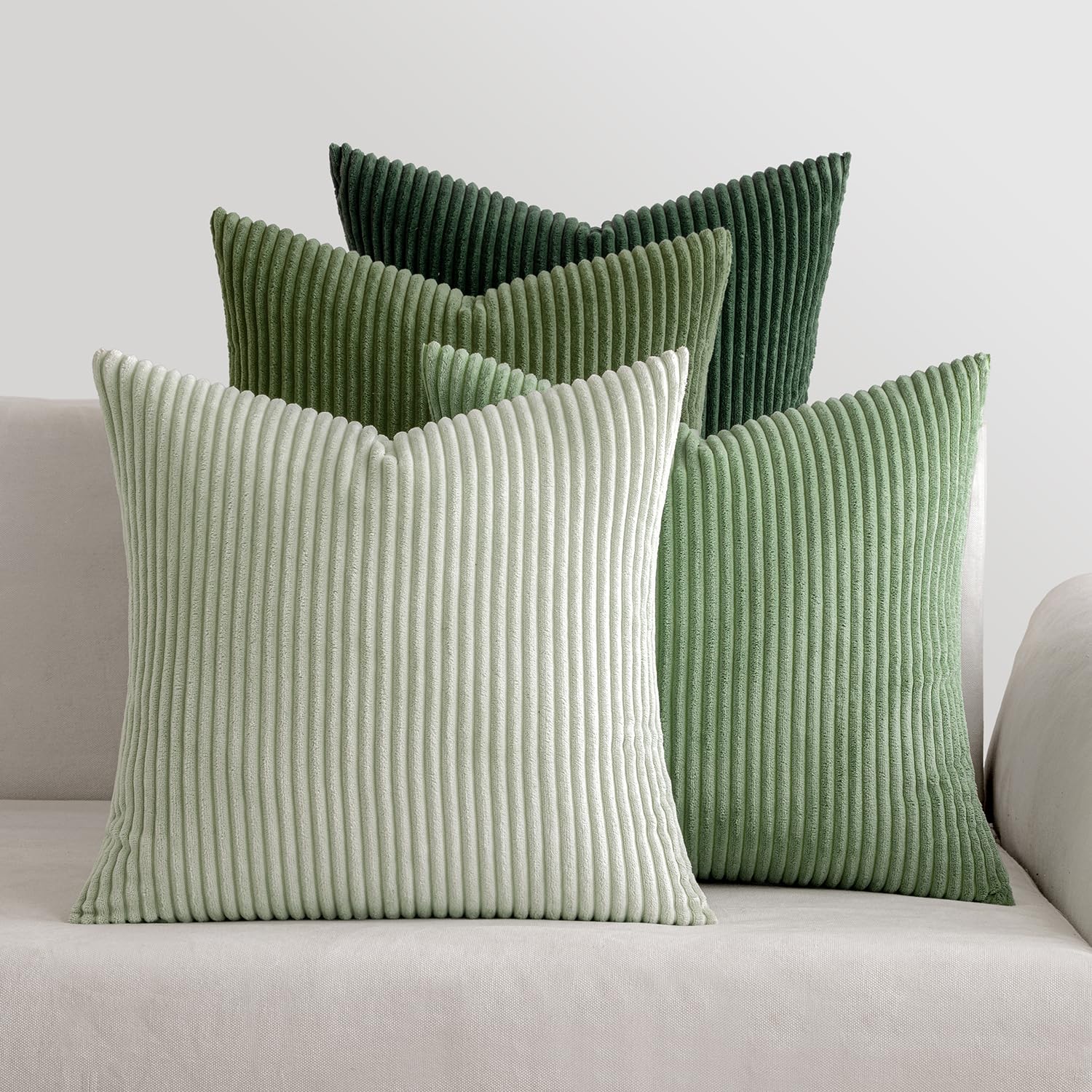 MIULEE Confezione da 4 Federa in velluto Federe per Cuscini Morbide Fodere per Cuscino Decorativi Quadrati Morbide Copricuscini 40x40 CM Serie Forest Green