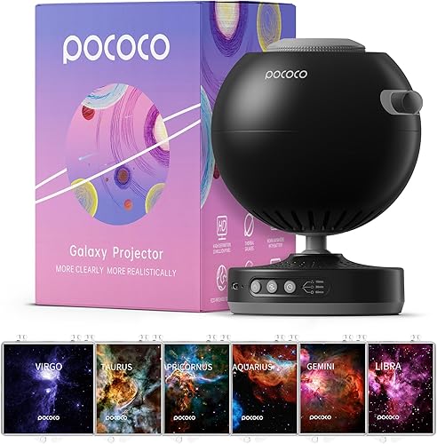 POCOCO Proyector de Galaxia + Discos de Constelación Realista-1 (6 Piezas)