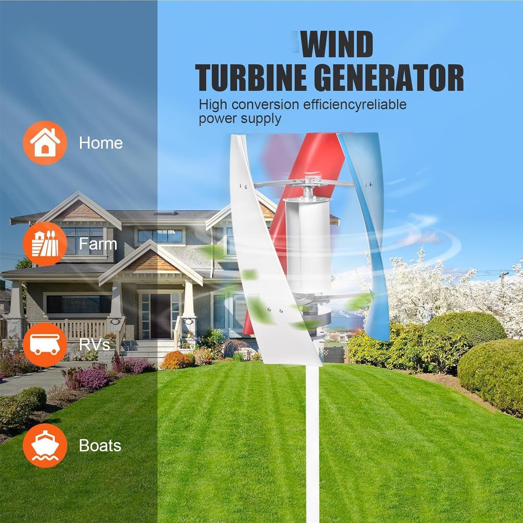 9000W Geräuschlose Windturbinen-Bausatz mit vertikaler Achse | Kommt mit Laderegler, optional 12V 24V 48V 220V, weißes Gehäuse, leiser Betrieb