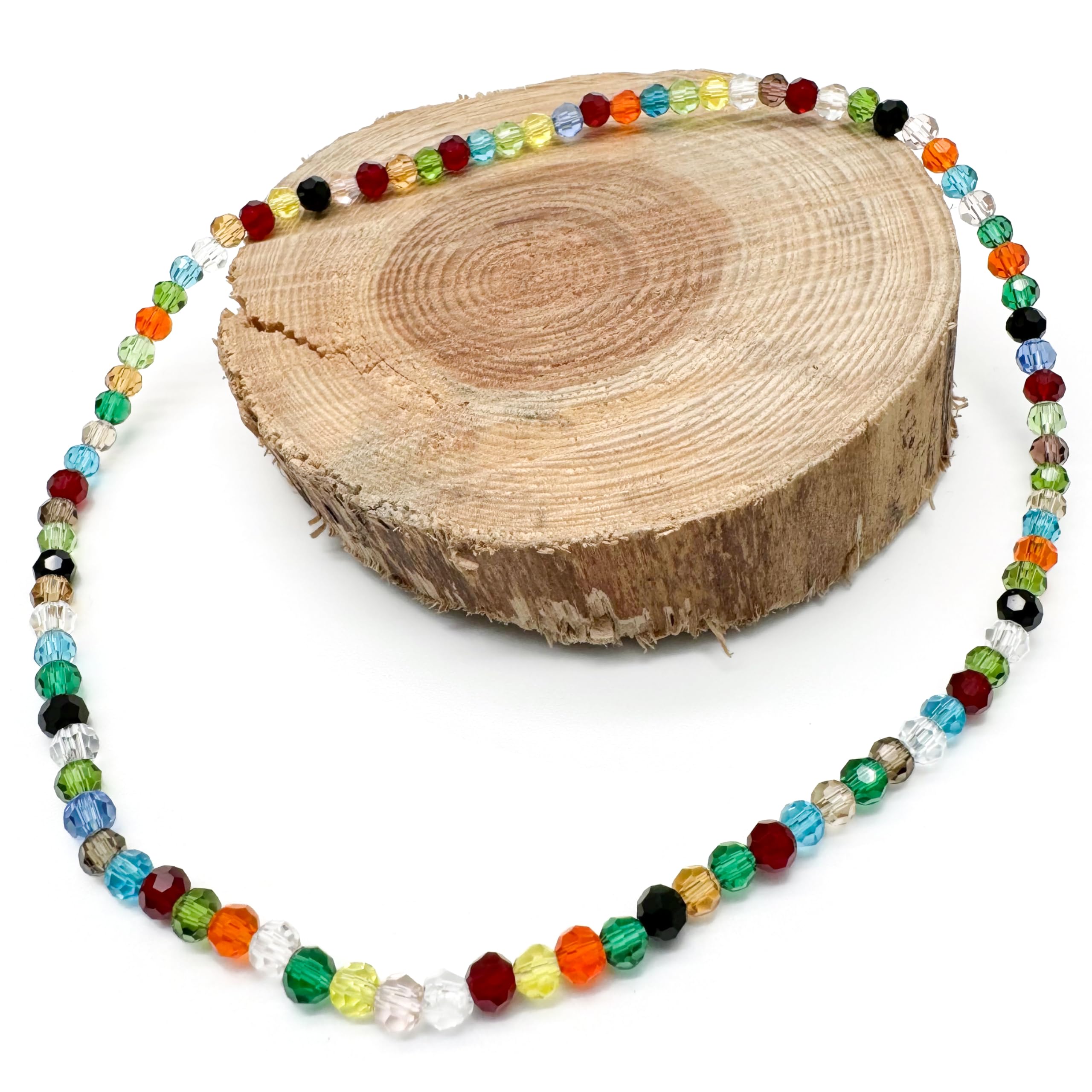 XXL Colourful Bead Anklet for Women Faceted Glass Beads on Elastic