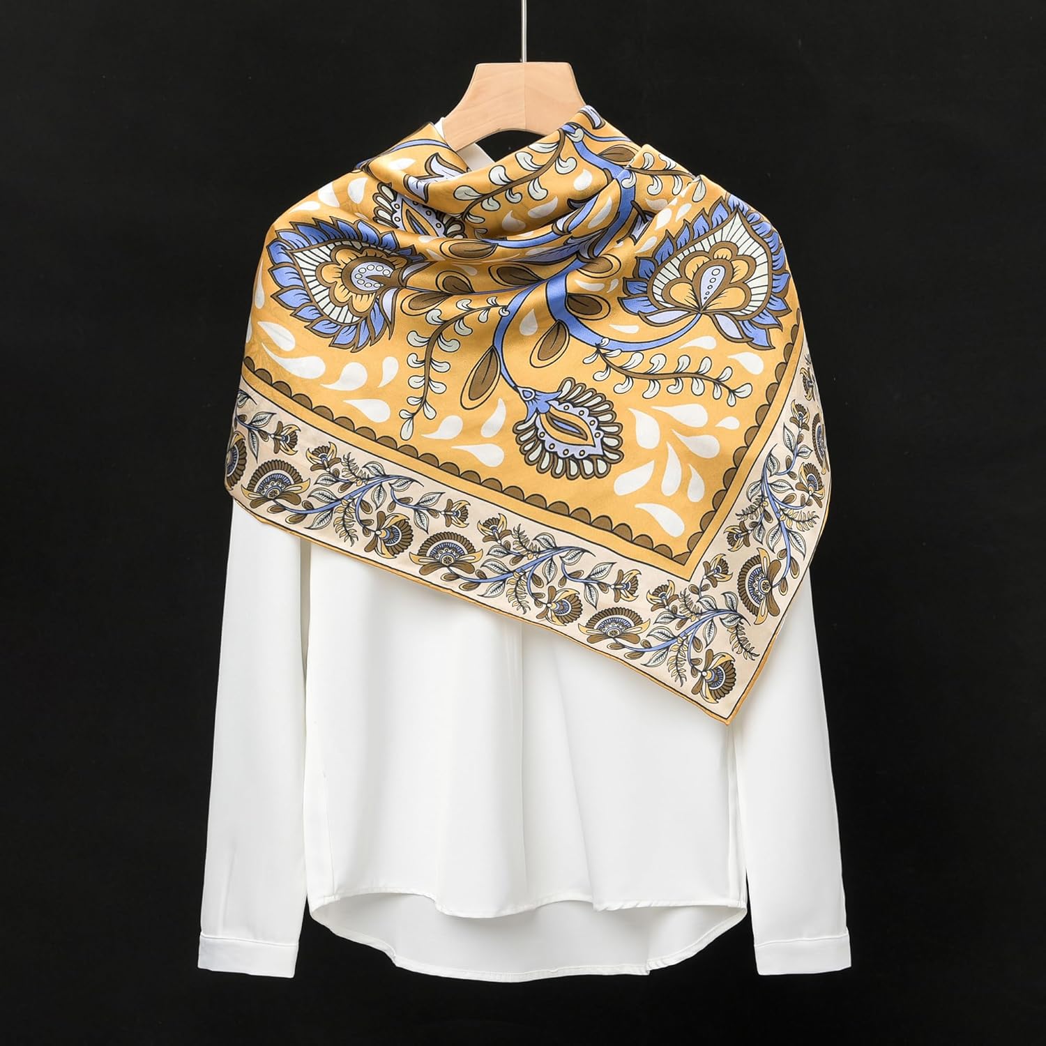 100% Mulberry Silk Scarf 43" Large Square Scarf Large Shawl - Women's Silk Oversized Headband - With Gift Packed - Image 7