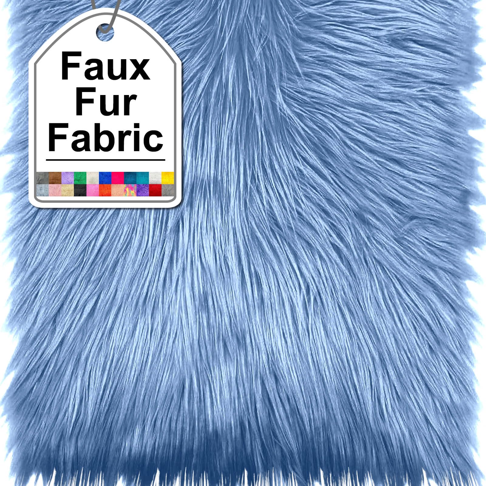 25x25CM Sky Blue Faux Fur Fabrics Square, Plush Fluffy Fuzzy Cut Craft Fur, Craft Beard Hair, Beard Miniature Dolls Rugs Mats Gift, Winter Halloween Christmas Costume Party Decorations