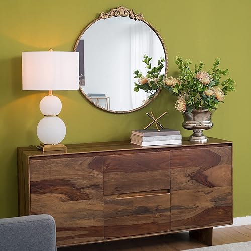 Miniatura 2 de A&B Home 82189-GOLD-DS-amz - Espejo redondo para montar en la pared de 30 pulgadas con marco de metal dorado circular para baño, dormitorio, sala de