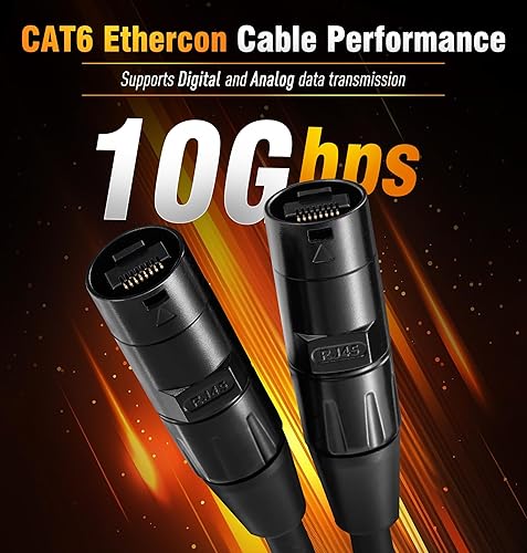 Miniatura 2 de Jamesin Cable Ethercon blindado CAT6, 25 pies, con Rj45 con arranque, Ethernet de bloqueo táctico y conectores Converta-Shell, para configuraciones