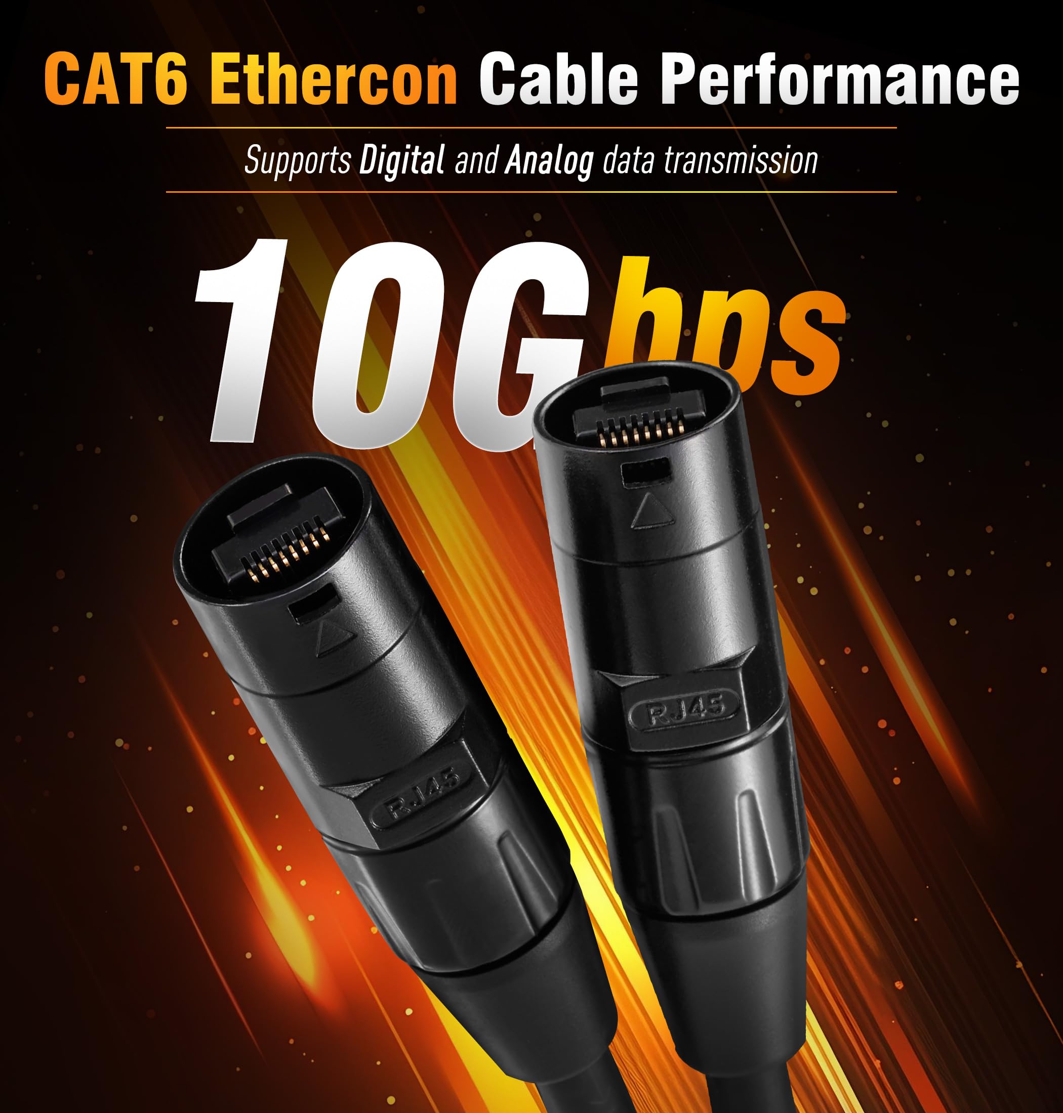 Jamesin CAT6 Ekranowany kabel Ethercon, 15 metrów, z rozruchem Rj45, taktyczną blokadą Ethernet i złączami Converta-Shell, do konfiguracji studyjnych, koncertów i innych zastosowań