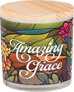 Dicksons, Classic Hymns, Inspirational Christian, 13 Ounce, 50 Ounce, Double Wick, Natural Soy Wax Jar Candle with Lid, Softly Scented, Amazing Grace