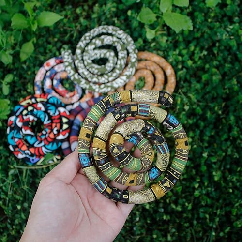 Miniatura 3 de Spiral Lock Hair Tie Dreadlock Accessories Dreadlock Hair Tie Bendable Loc Ponytail Holders for women & men with thick hair (Green Pattern)