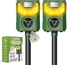 ISOTRONIC Repellente solare per animali domestici con frequenza + luce della fiamma, contro animali selvatici come procioni, cervi, volpi, cinghiali e molto altro ancora. Efficace difesa degli