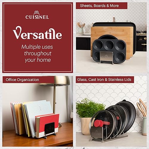 Miniatura 10 de Organizador de sartenes para sartenes de hierro fundido, parrillas y ollas  Estante resistente  Soporta hasta 50 libras  Uso horizontal o vertical