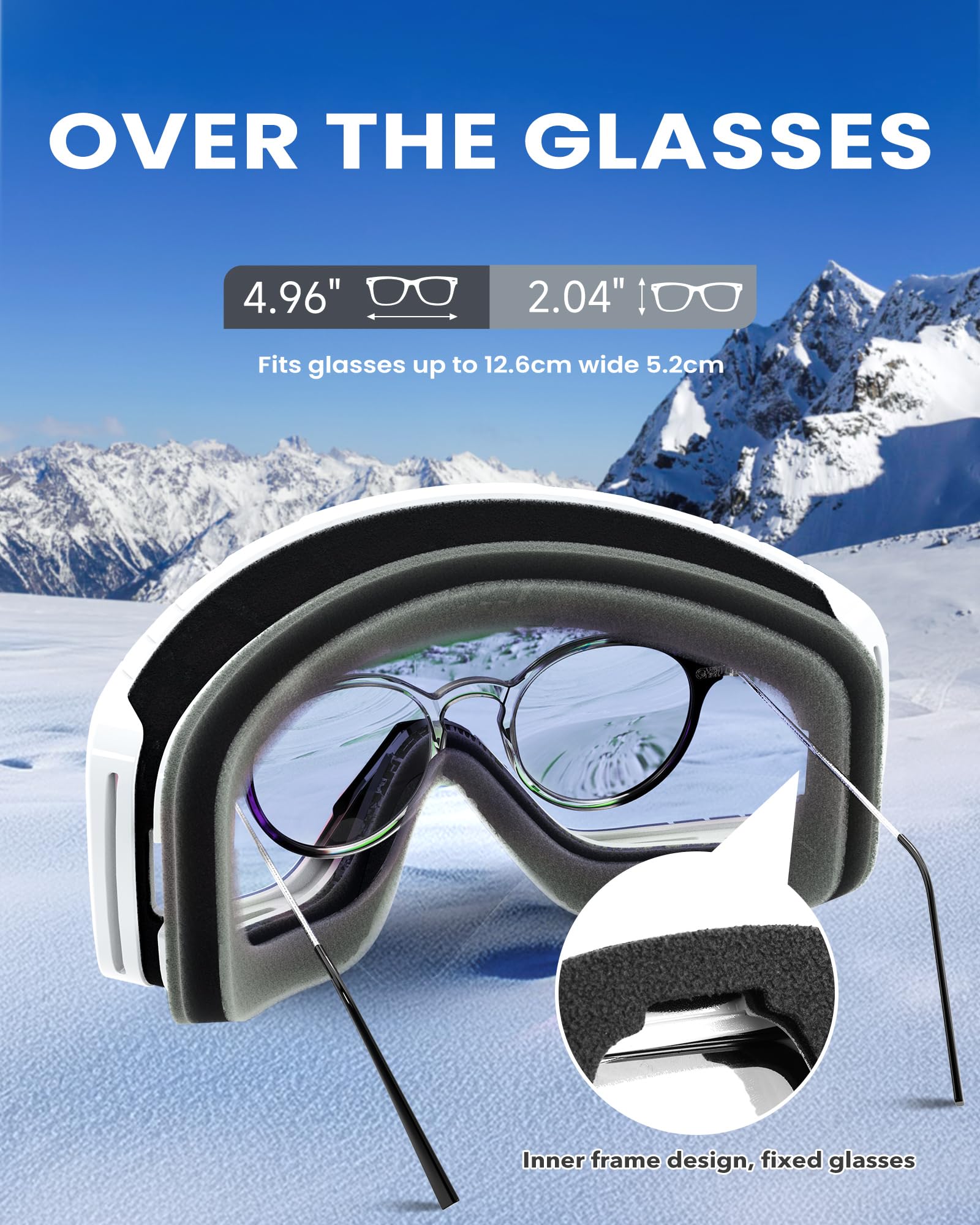 Findway Maschera da Sci, Occhiali da Sci per Uomo Donna Teenager OTG Maschere Sci, 100% Anti-UV Maschera Sci, Anti Nebbia, Adatto a Snowboard, Motocross e Altri Sport Invernali