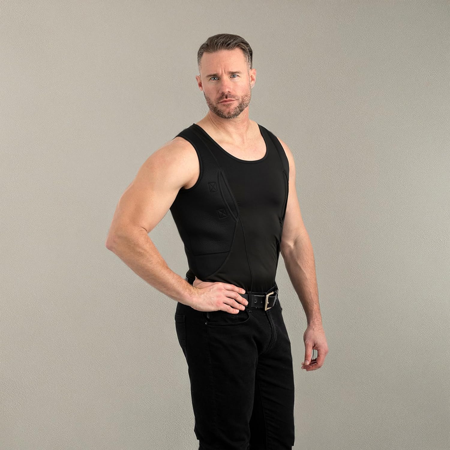 Concealed Carry Holster Tank Top | Secure Hook & Loop Pocket with Large Storage | Mens Tank Top