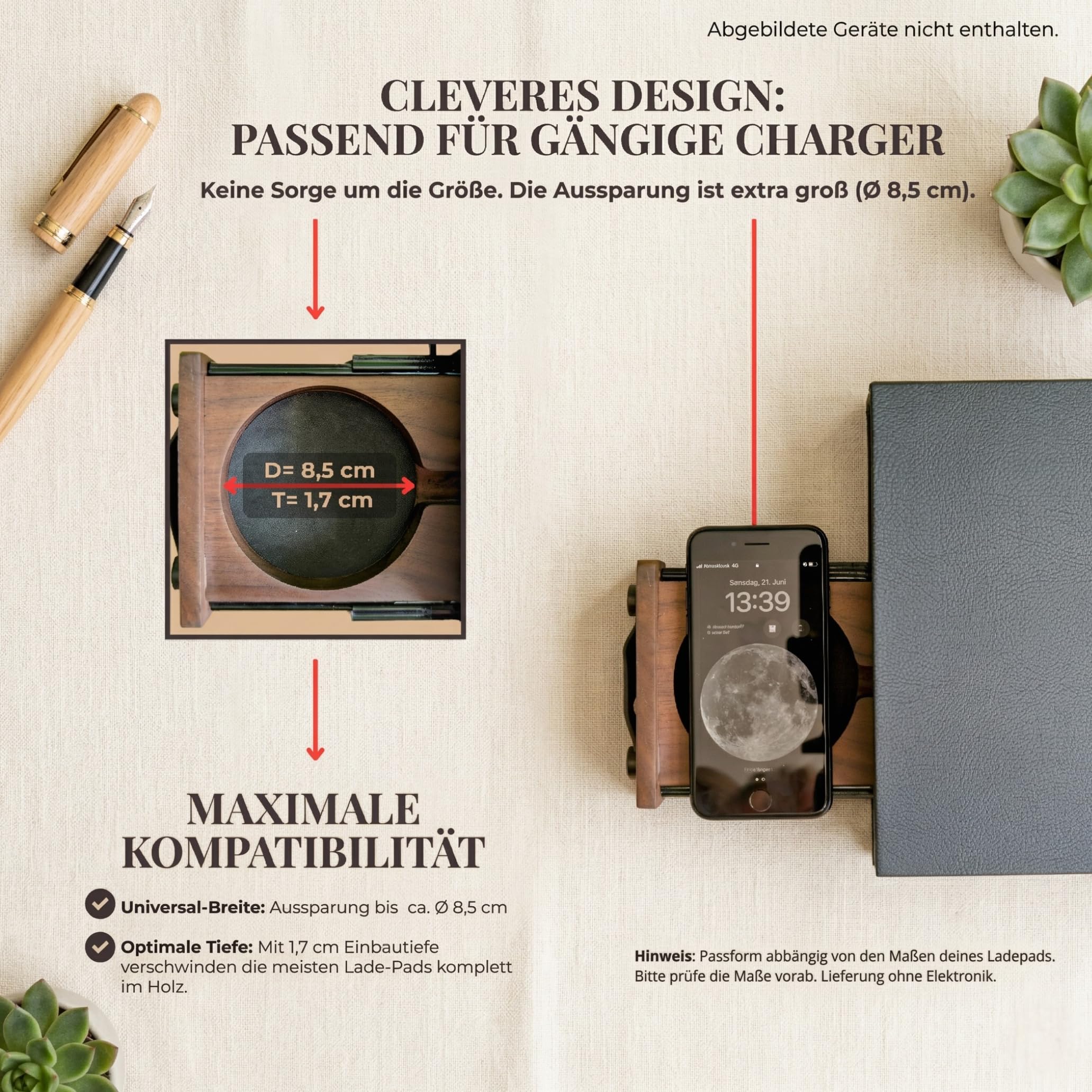 Schreibtisch Organizer Holz im Buch-Design mit Geheimfach, Walnut Wizard Desk Setup Zubehör mit Kabelführung & Handyhalterung, inkl. Massivholz Watch-Halter, Geschenk für Männer zum Vatertag