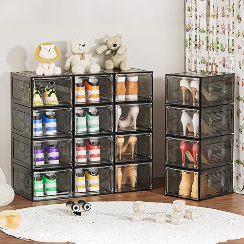 Miniatura 5 de Cakraie - Organizador de zapatos grueso y resistente, paquete de 8 unidades, apilables, contenedores de zapatos para exhibición de zapatos