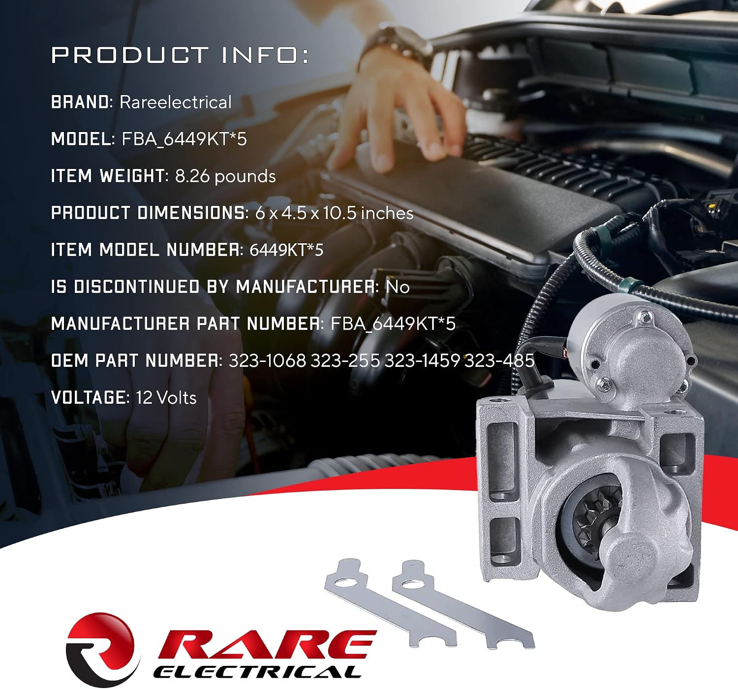 RAREELECTRICAL 3 HP HIGH Torque Mini Starter Compatible with SBC BBC Chevy 9200 12560019 12563829 12570230 12564108 12570823 Compatible with 168 Tooth FLYWHEEL