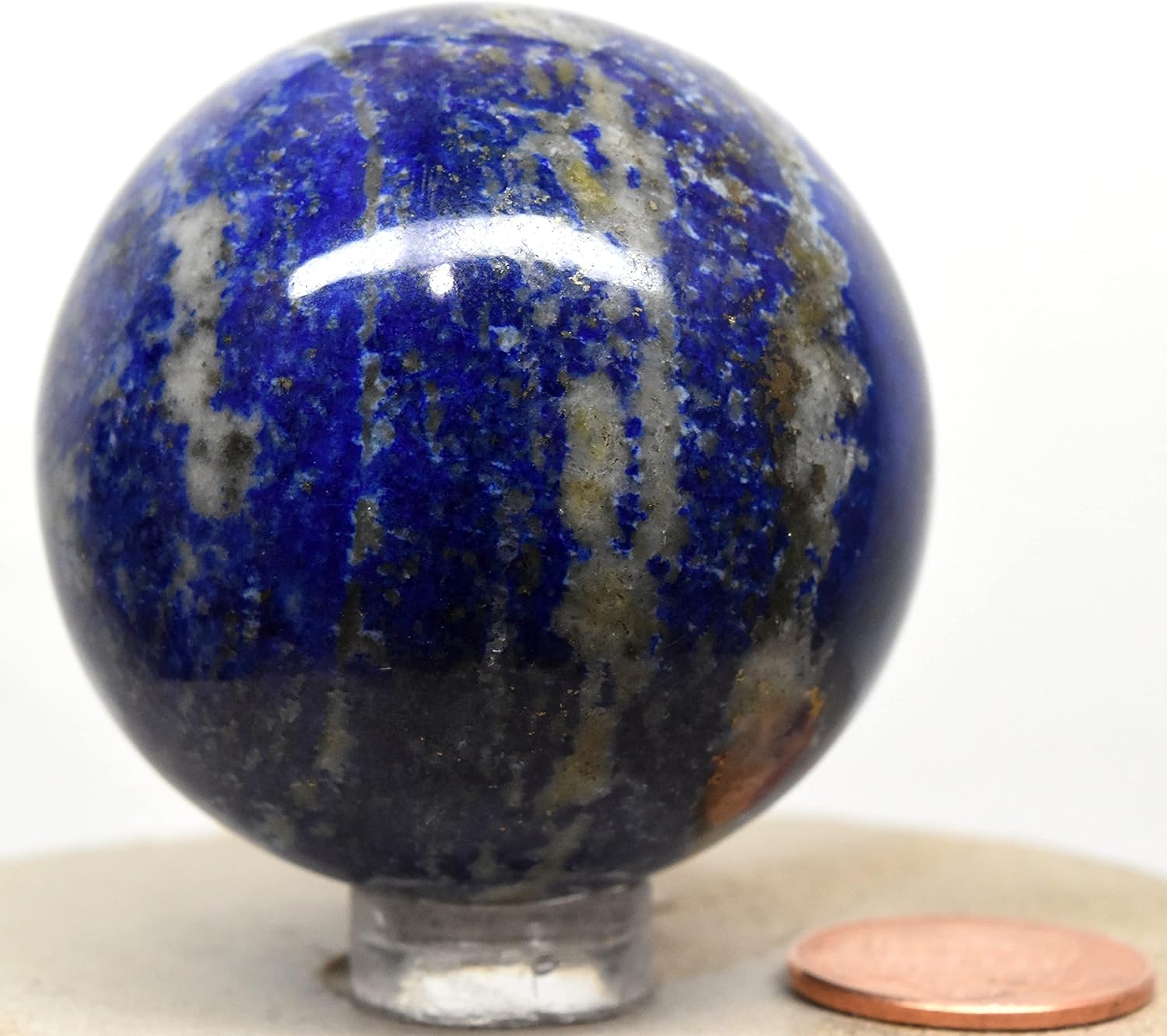 47mm Blue Lapis Lazuli w/Pyrite Sphere Natural Sparkling Mineral Decor Ball Polished Crystal Stone - Afghanistan + Stand