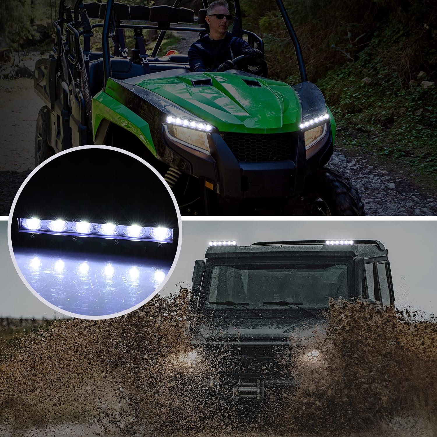 Hanaive 6 Pack 7 Inch Single Row Light LED Bar Pods Combo Beam Off Road Driving Lights Slim 18W 1800LM Waterproof Work Fog Spotlights with Mounting Brackets Flood Spotlights for Truck Car Boat ATV UTV