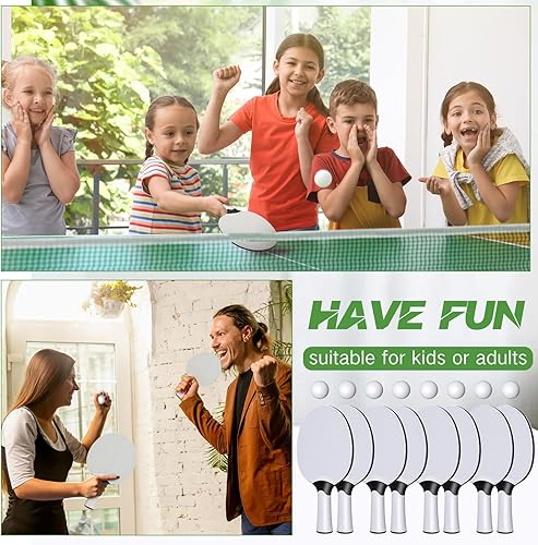 Miniatura 5 de Junkin Juego de 8 palas de tenis de mesa, juego de raquetas profesionales de goma compuesta portátil, raquetas de tenis de mesa con 8 pelotas para