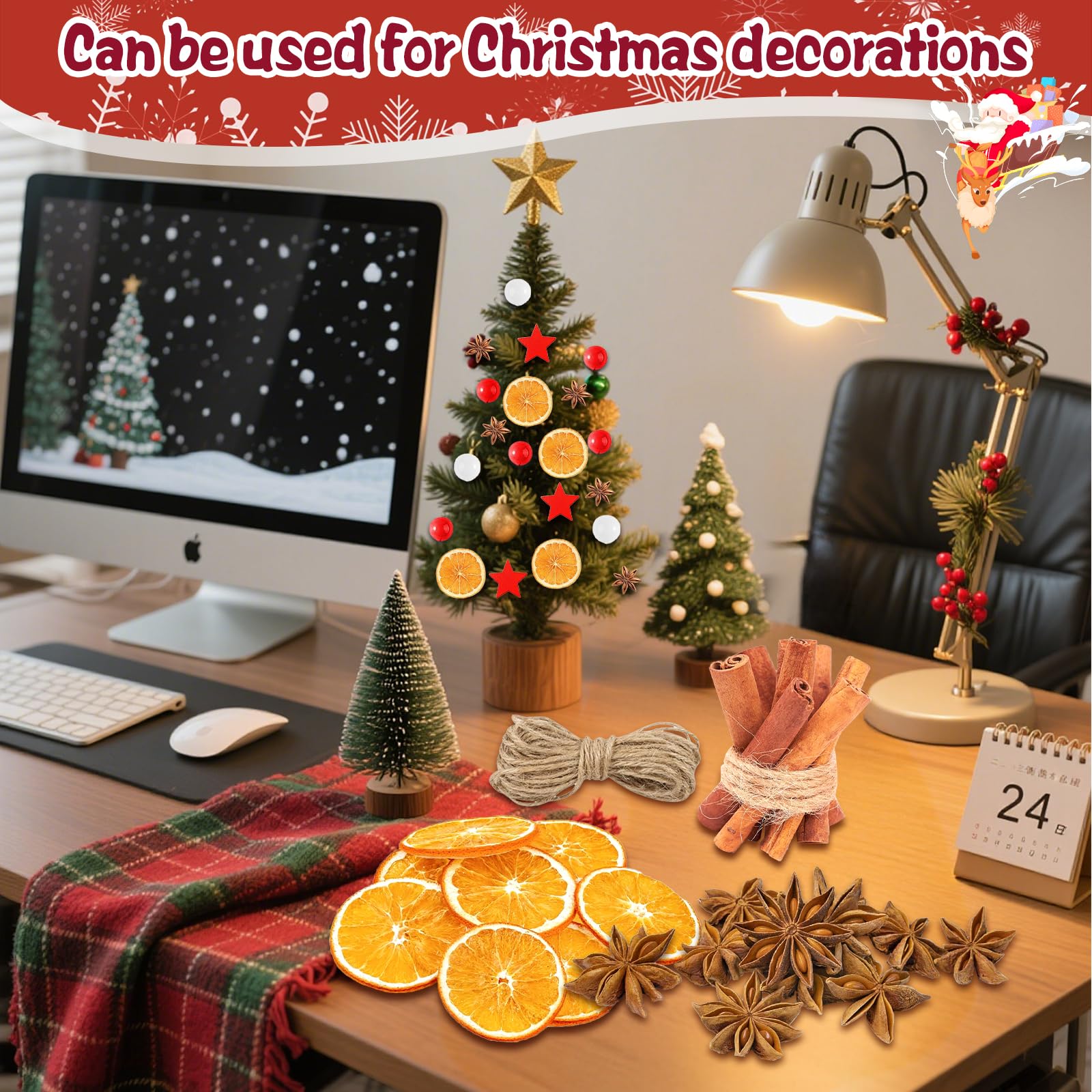 Guirlande de Noël Boho avec des branches de pin, anis étoilé, fleur de
