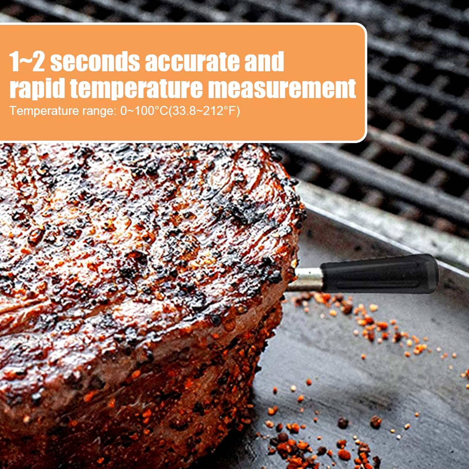 Termómetro de carne inalámbrico inteligente, termómetro de carne Bluetooth de alcance de 100 pies con aplicación gratuita e IPX7 resistente al agua, sonda dura 16 horas, termómetro de alimentos