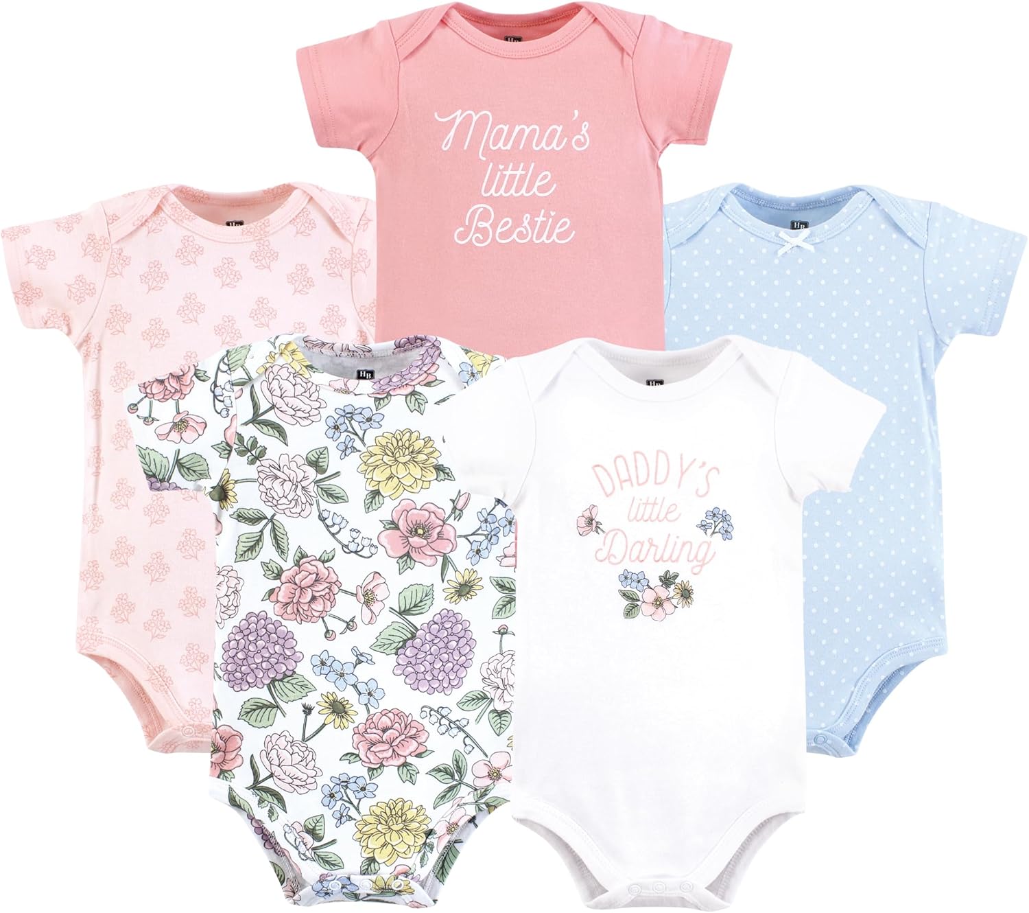 Hudson Baby Infant Girl Cotton Bodysuits, Vintage Blossom, Newborn