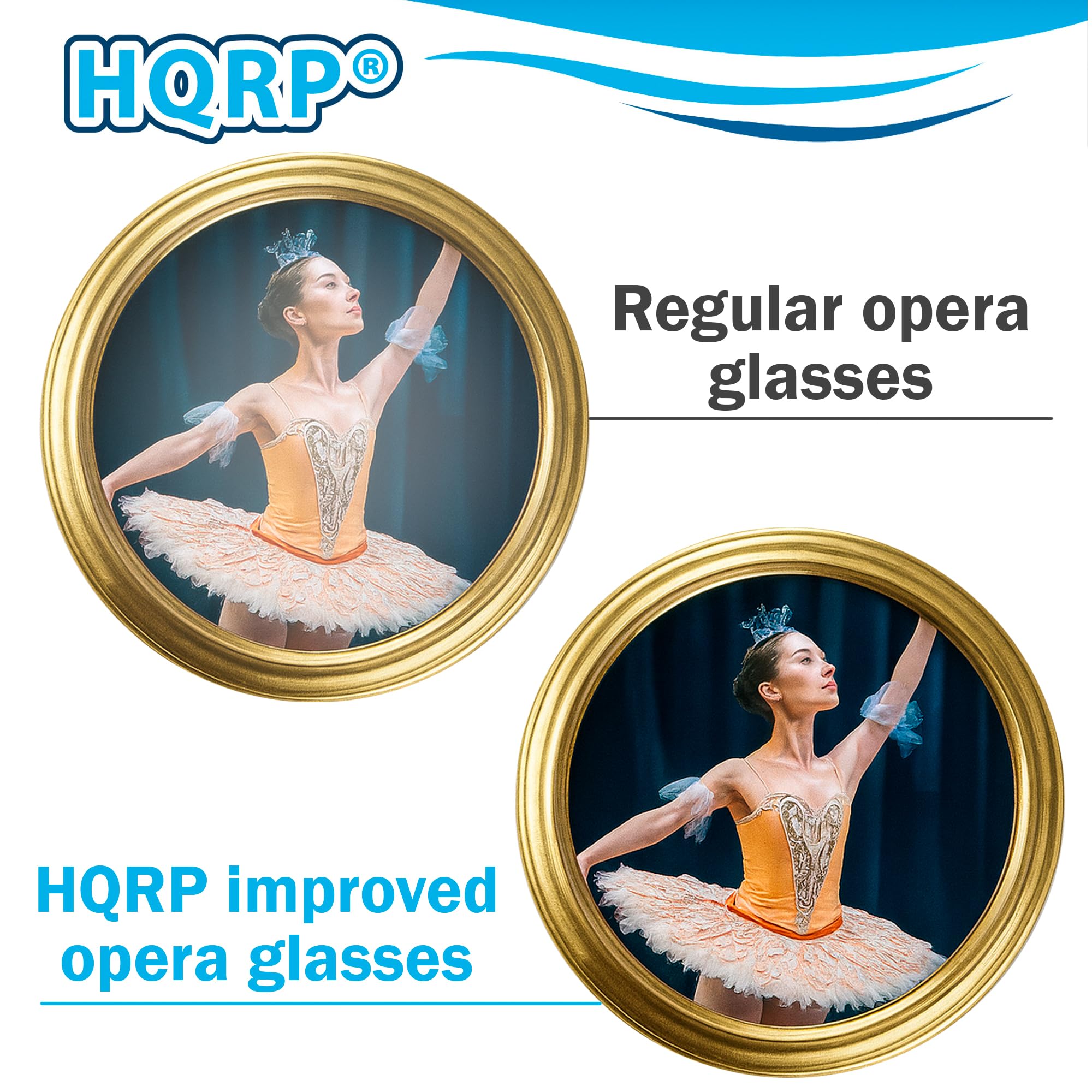 HQRP Jumelles de théâtre 3 x 25, avec optique cristalline (CCO), noir avec bordure dorée avec chaîne, pour adultes, enfants, femmes lors de concerts musicaux, événements sportifs, etc.