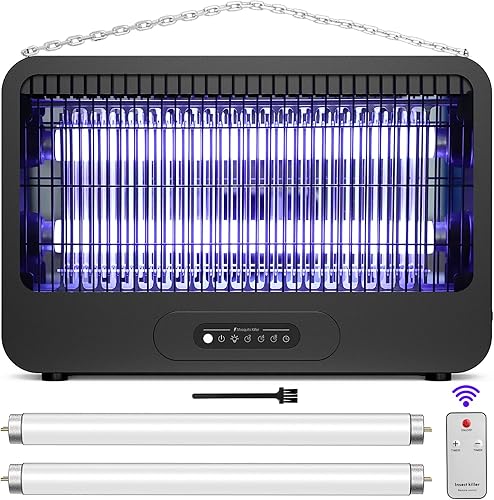 Exterminador eléctrico de insectos para interiores y exteriores con potente rejilla de doble cara de 3500 V y temporizador de 2 a 14 horas con