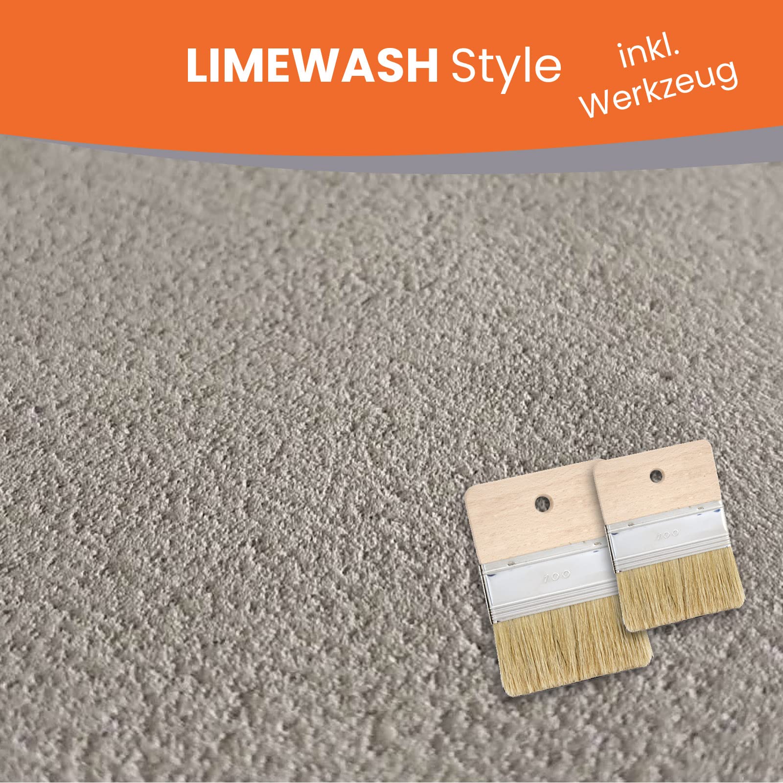 BEKATEQ Betonoptik in Betongrau 12kg, Limewash Style Betonlook bis 30qm Betonspachtel inkl. Werkzeug, Effektspachtel, Sichtbeton, fugenlose Wandgestaltung in Bad, WC, Wohnzimmer, Büro S1002