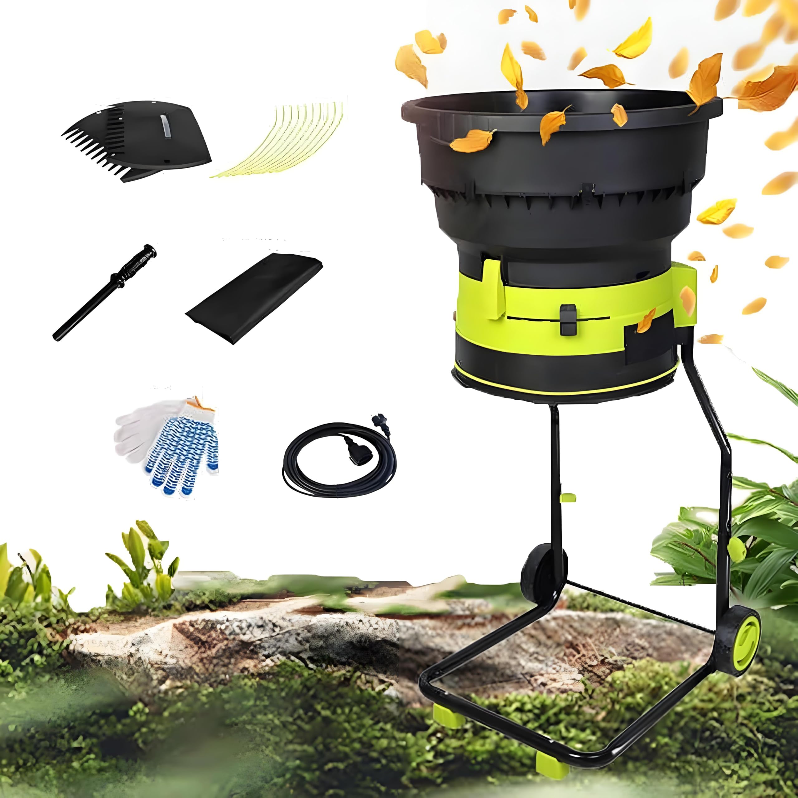 Trituradora Y Trituradora De Hojas Eléctrica, Trituradora De Compost De Hojas, Trituradora Y Trituradora De Jardín Eléctrica, Diseño Portátil Sin Cuchillas 30mpowerline