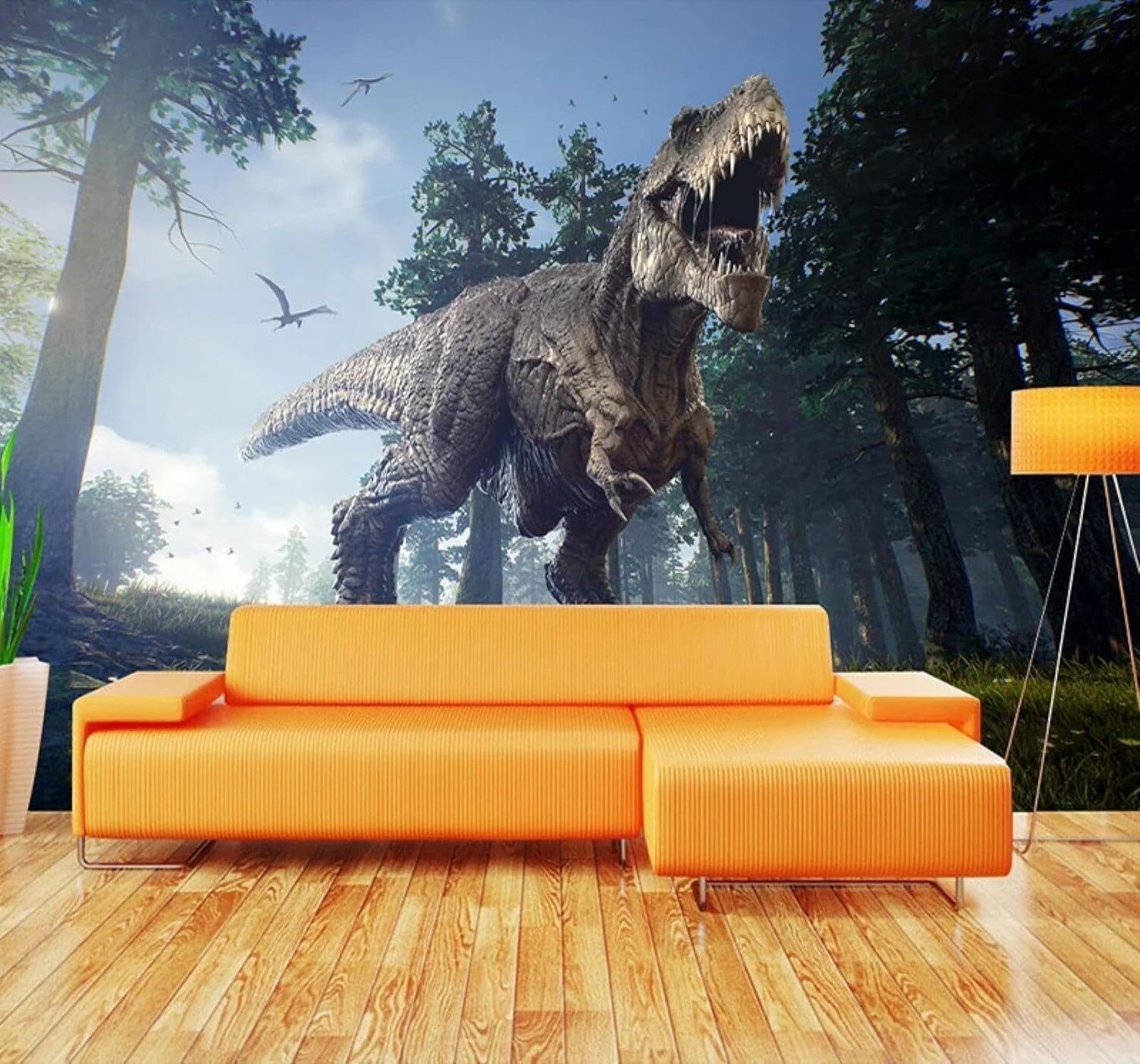 XLMING Large Cartoon Dinosaur Three Dimensional Jungle 3D Wallpaper Luxury Home Dining Decor Paste Sofa Living Room The Wall for Bedroom Mural-400cm×280cm