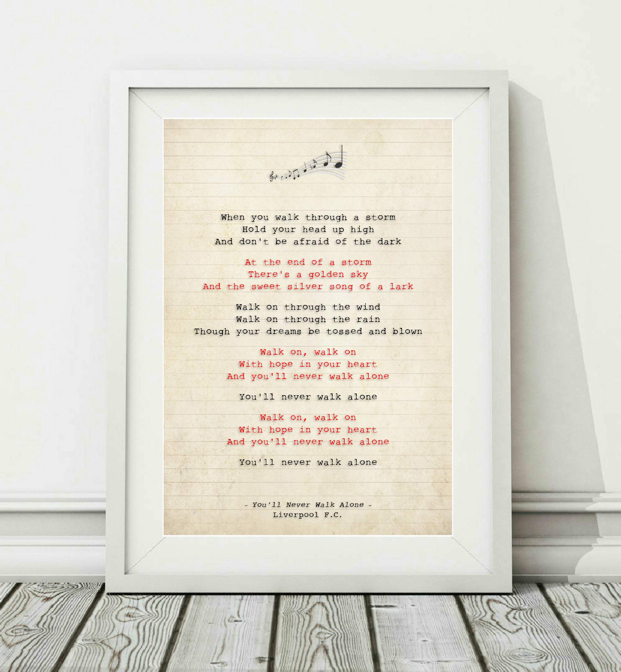 Didymus CoLiverpool F.C. - You'll Never Walk Alone - Song Lyric Art Poster Print (UNFRAMED) - Sizes A4 A3 (A4)