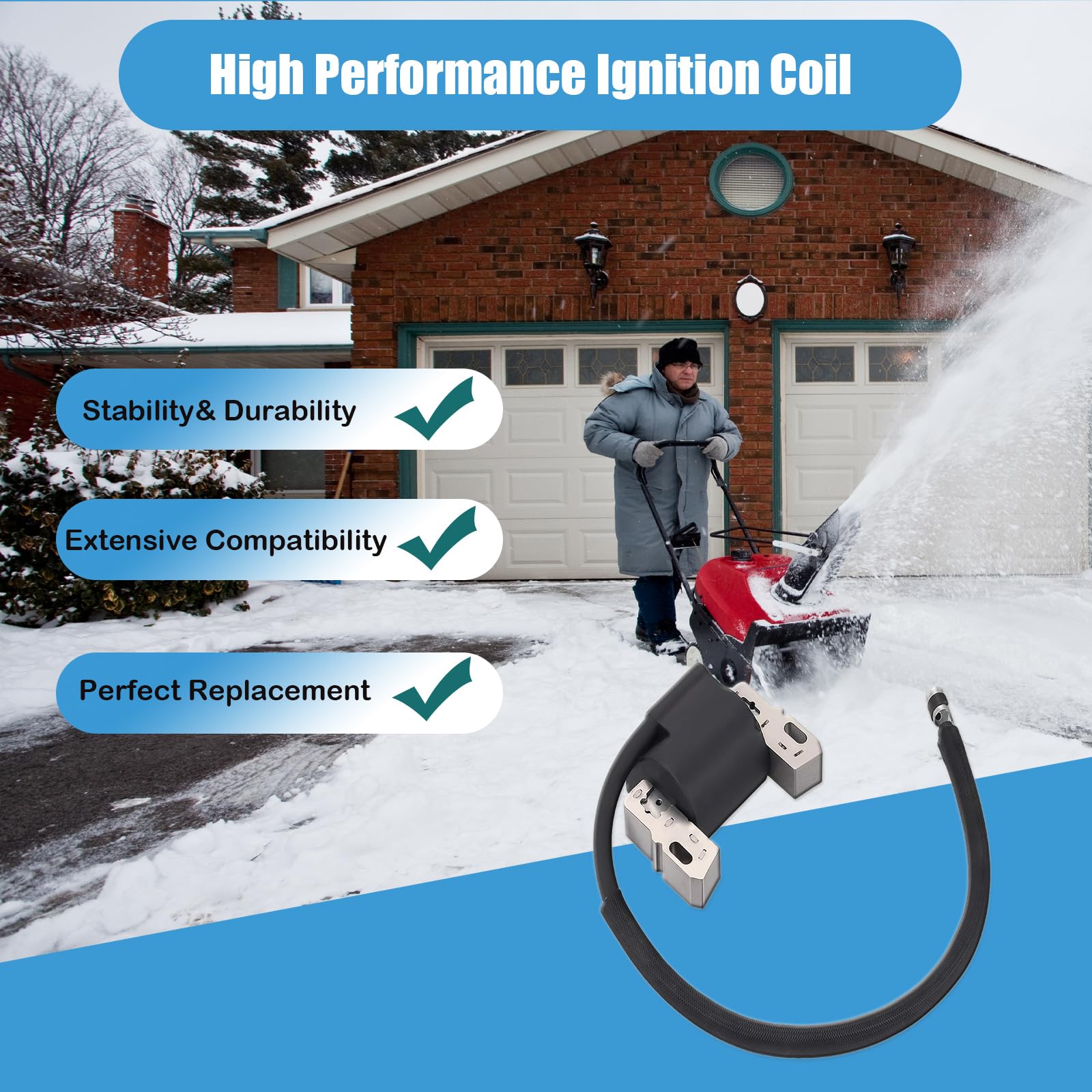 Bobina de encendido 595304 490586 796520 apta para soplador de nieve BRIGGS Troy Bilt de 10 HP