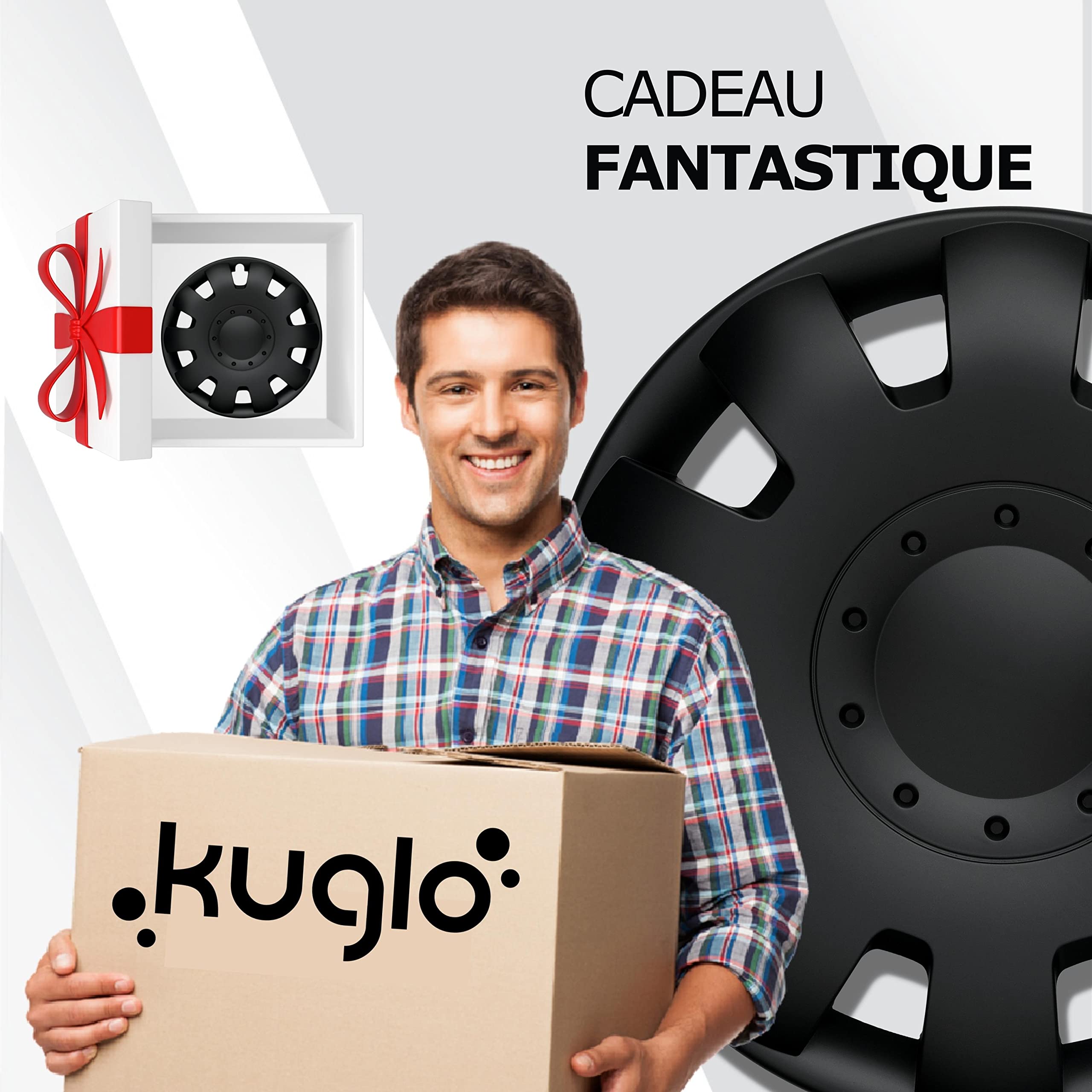 Enjoliveurs Noirs Mat 16 Pouces - Lot de 4 enjoliveurs de 13 à 16 Pouces - Neptun pour la Plupart des Marques de Voitures et Jantes en Acier - Enjoliveurs Noirs ou argentés